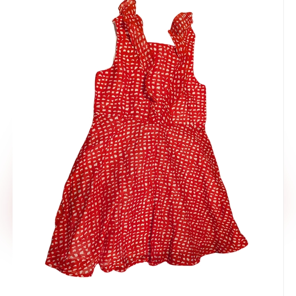 Pastourelle Pippa & Julie Red Patterned Sleeveless Heirloom Linen Girls Dress 5